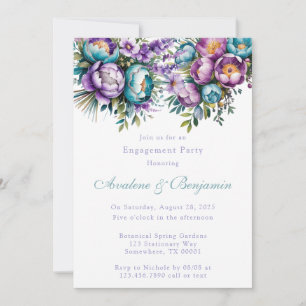Invitación Partido de compromiso de las flores moradas turque