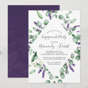 Invitación Partido de compromiso de lavanda y eucalipto rusos