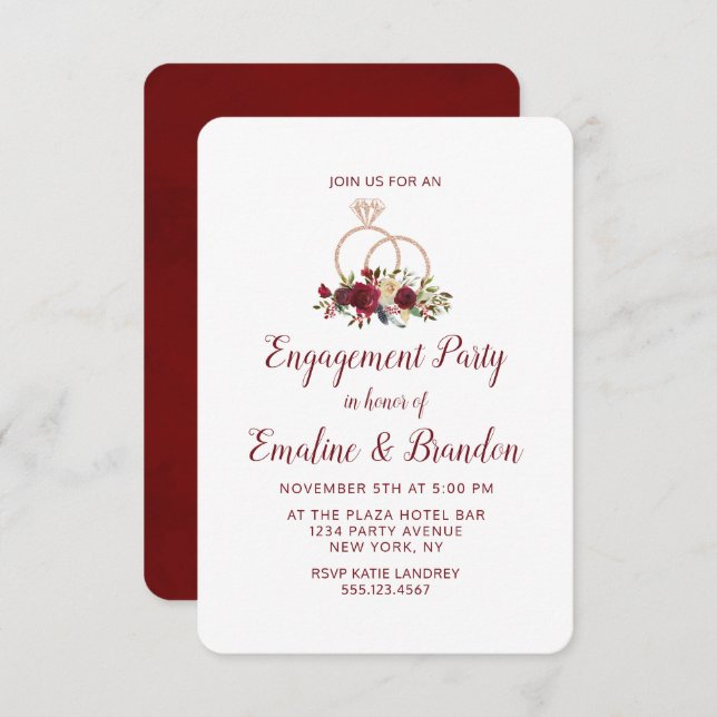 Invitación Partido de Compromiso de los Anillos Bodas de Mist (Anverso / Reverso)