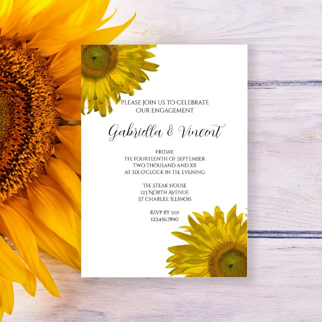 Invitación Partido de compromiso de los girasoles amarillos (Subido por el creador)