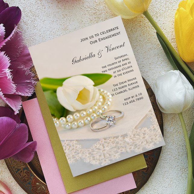 Invitación Partido de compromiso de los tulipanes blancos, pe (Subido por el creador)