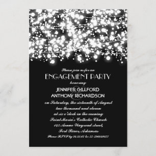 Invitación partido de compromiso de luces de cadena blancas y