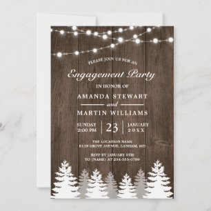 Invitación Partido de compromiso de luces de cadena de árbol