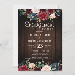 Invitación Partido de compromiso de madera floral de la Marin