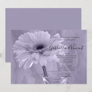 Invitación Partido de compromiso de margarita pálida morada