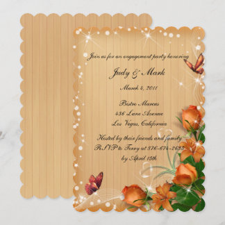 Invitación Partido de compromiso de mariposa floral de madera