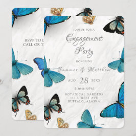 Invitación Partido de compromiso de mariposa pintada de azul 