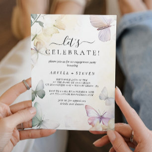 Invitación Partido de compromiso de mariposas blancas
