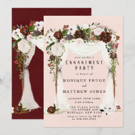 Invitación Partido de compromiso de marsala floral blanca ros