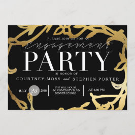 Invitación Partido de Compromiso de moda | Floral de oro