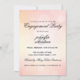 Invitación Partido de compromiso de Moda ligera de Bokeh rosa
