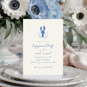 Invitación Partido de compromiso de monograma de langosta