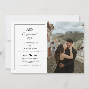 Invitación Partido de compromiso de Monogramas minimalistas e