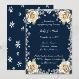 Invitación Partido de compromiso de Navidades de copos de nie