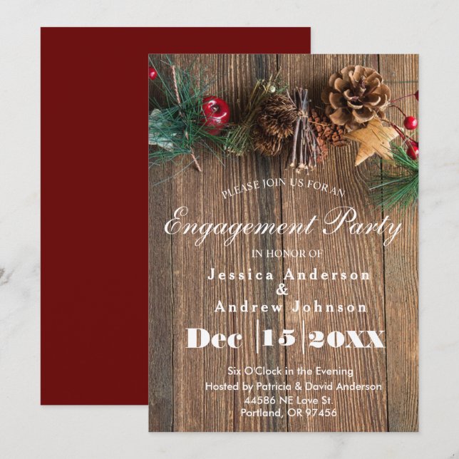 Invitación Partido de compromiso de Navidades de países rusos (Anverso / Reverso)