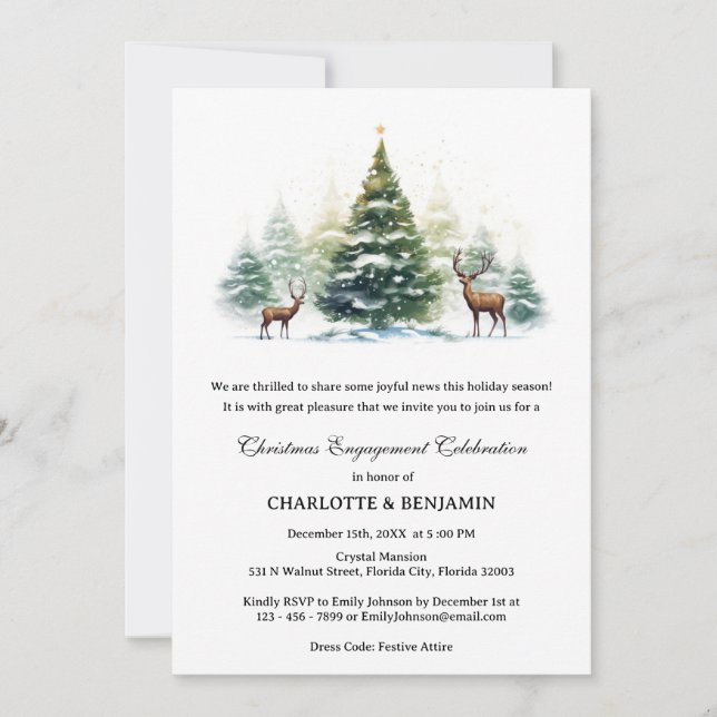 Invitación Partido de compromiso de Navidades de Winter Wonde (Anverso)