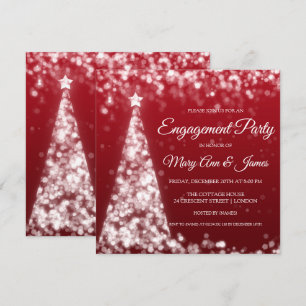 Invitación Partido de compromiso de Navidades rojos y platead