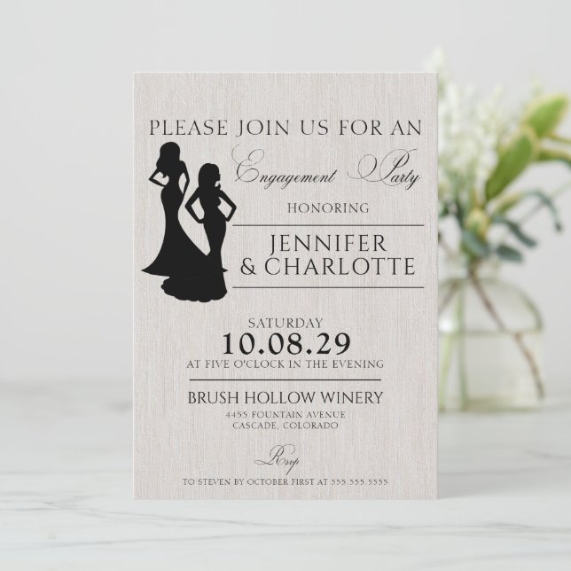 Invitación Partido de compromiso de novias (Anverso de pie)
