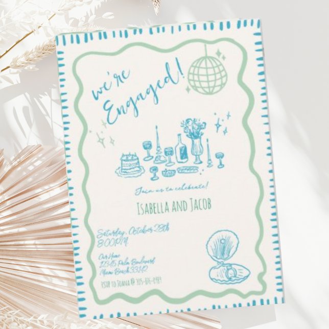 Invitación Partido de compromiso de onda rápida dibujado a ma (Subido por el creador)