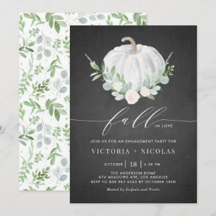 Invitación Partido de compromiso de otoño de calabaza blanca