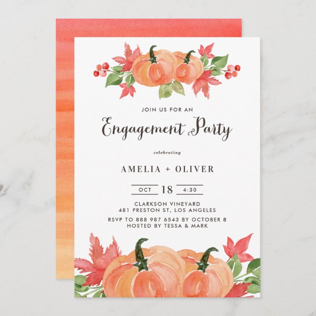 Invitación Partido de compromiso de otoño de las calabazas de (Anverso / Reverso)