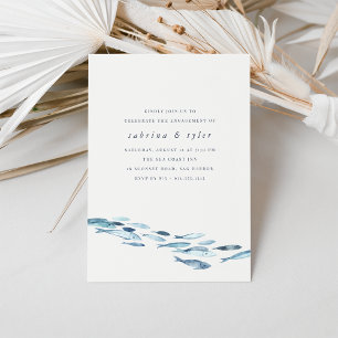 Invitación Partido de compromiso de peces de acuarela azul