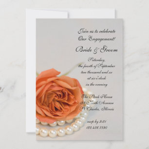 Invitación Partido de Compromiso de Perlas Blancas y Rosa nar