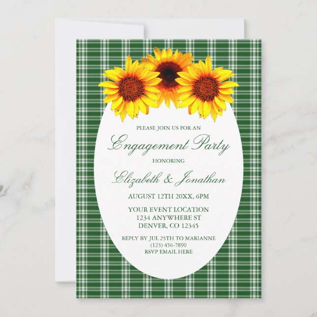 Invitación Partido de compromiso de platillos de girasol (Anverso)