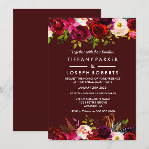 Invitación Partido de compromiso de primavera floral de Boho 