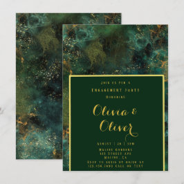 Invitación Partido de compromiso de Purpurinas de oro y verde