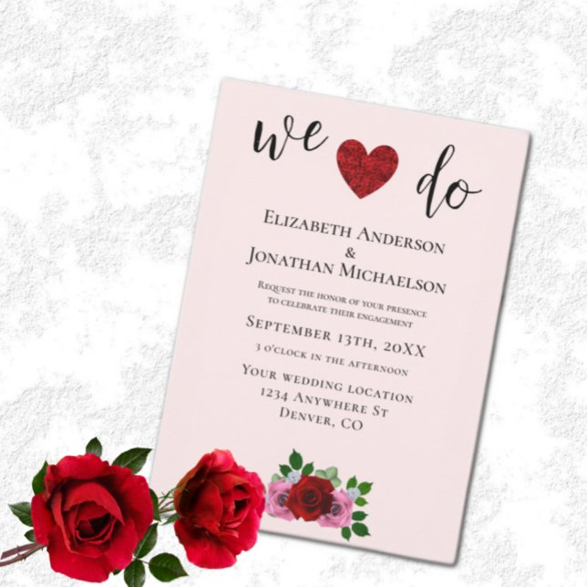 Invitación Partido de compromiso de rosas rojas y rosas rojas (Subido por el creador)