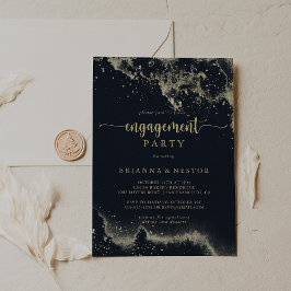 Invitación Partido de compromiso de salpicaduras de oro de co