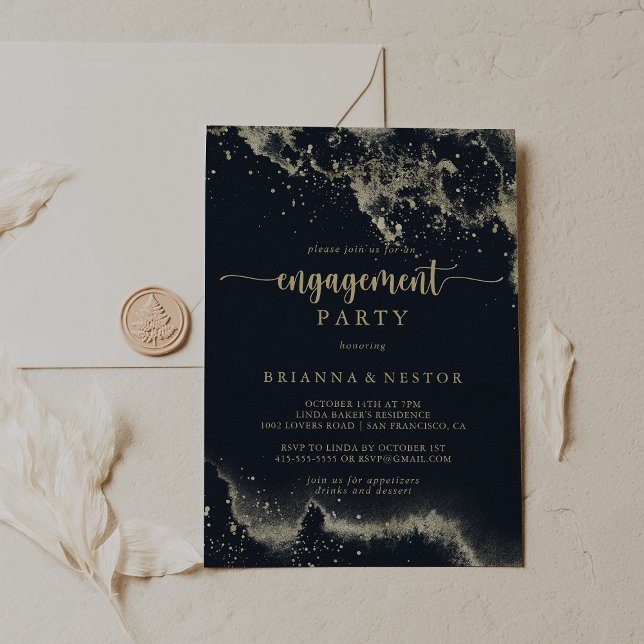 Invitación Partido de compromiso de salpicaduras de oro de co (Subido por el creador)