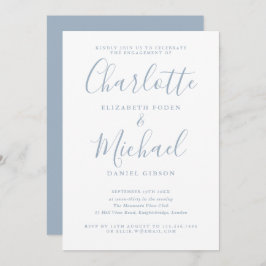 Invitación Partido de compromiso de script de firma azul turb