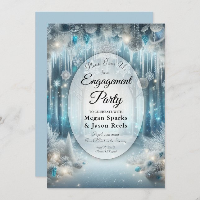 Invitación Partido de compromiso de Snowy Forest (Anverso / Reverso)