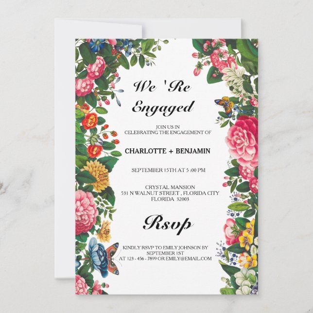 Invitación Partido de compromiso de vintage (Anverso)