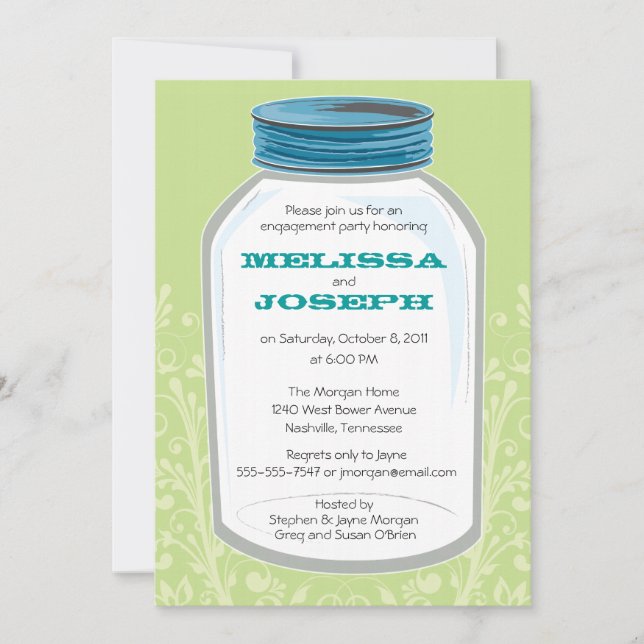 Invitación Partido de compromiso de Whimsy Mason Jar (Anverso)