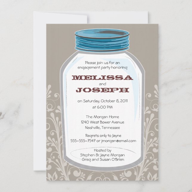 Invitación Partido de compromiso de Whimsy Mason Jar (Anverso)