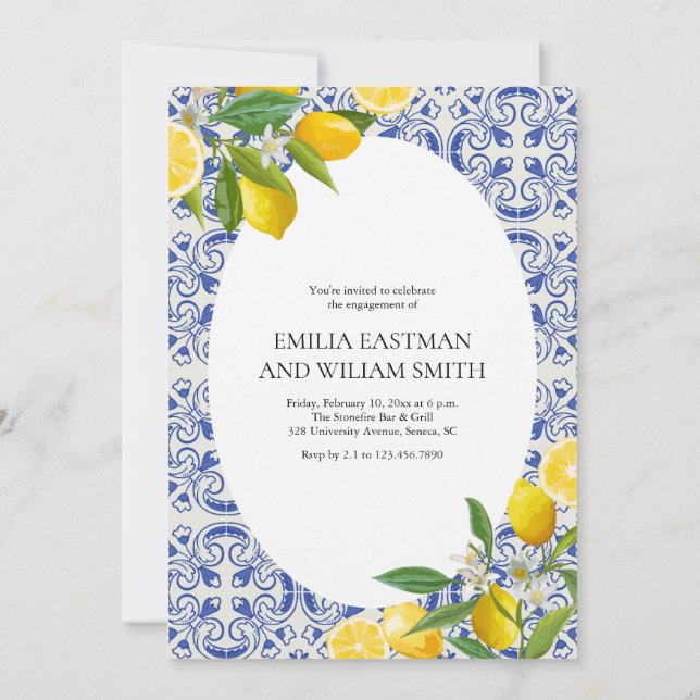 Invitación Partido de compromiso del Boda mediterráneo de fot (Reverso)