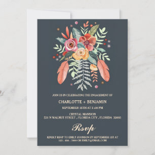 Invitación Partido de compromiso del Boho floral de acuarela