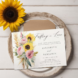 Invitación Partido de Compromiso del Boho Sunflower Peony Pam