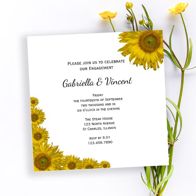 Invitación Partido de compromiso del borde del girasol (Subido por el creador)