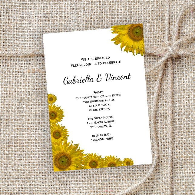 Invitación Partido de compromiso del borde del girasol amaril (Subido por el creador)