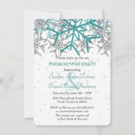 Invitación Partido de compromiso del copo de nieve turquesa d