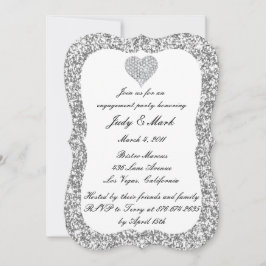 Invitación Partido de compromiso del corazón del diamante Pur