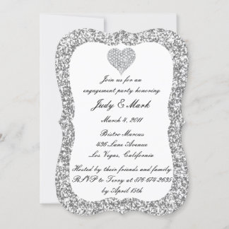 Invitación Partido de compromiso del corazón del diamante Pur