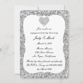 Invitación Partido de compromiso del corazón del diamante Pur
