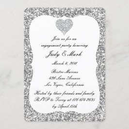 Invitación Partido de compromiso del corazón del diamante Pur