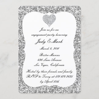 Invitación Partido de compromiso del corazón del diamante Pur