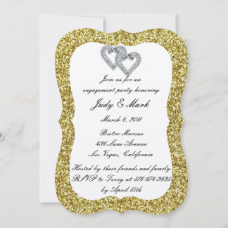 Invitación Partido de compromiso del corazón del diamante Pur
